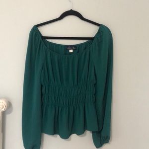 Teal Corset Top with Flowing Sleeves